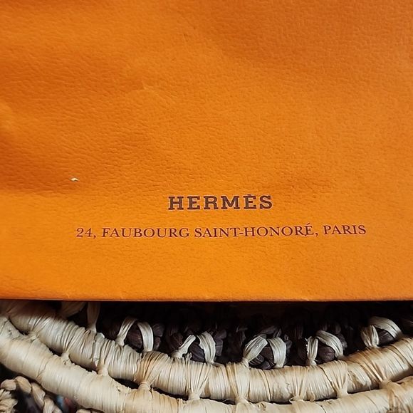 Hermes Authentic Designer Orange Shopping Small Gift Bag 9 X 6 - Picture 2 of 7